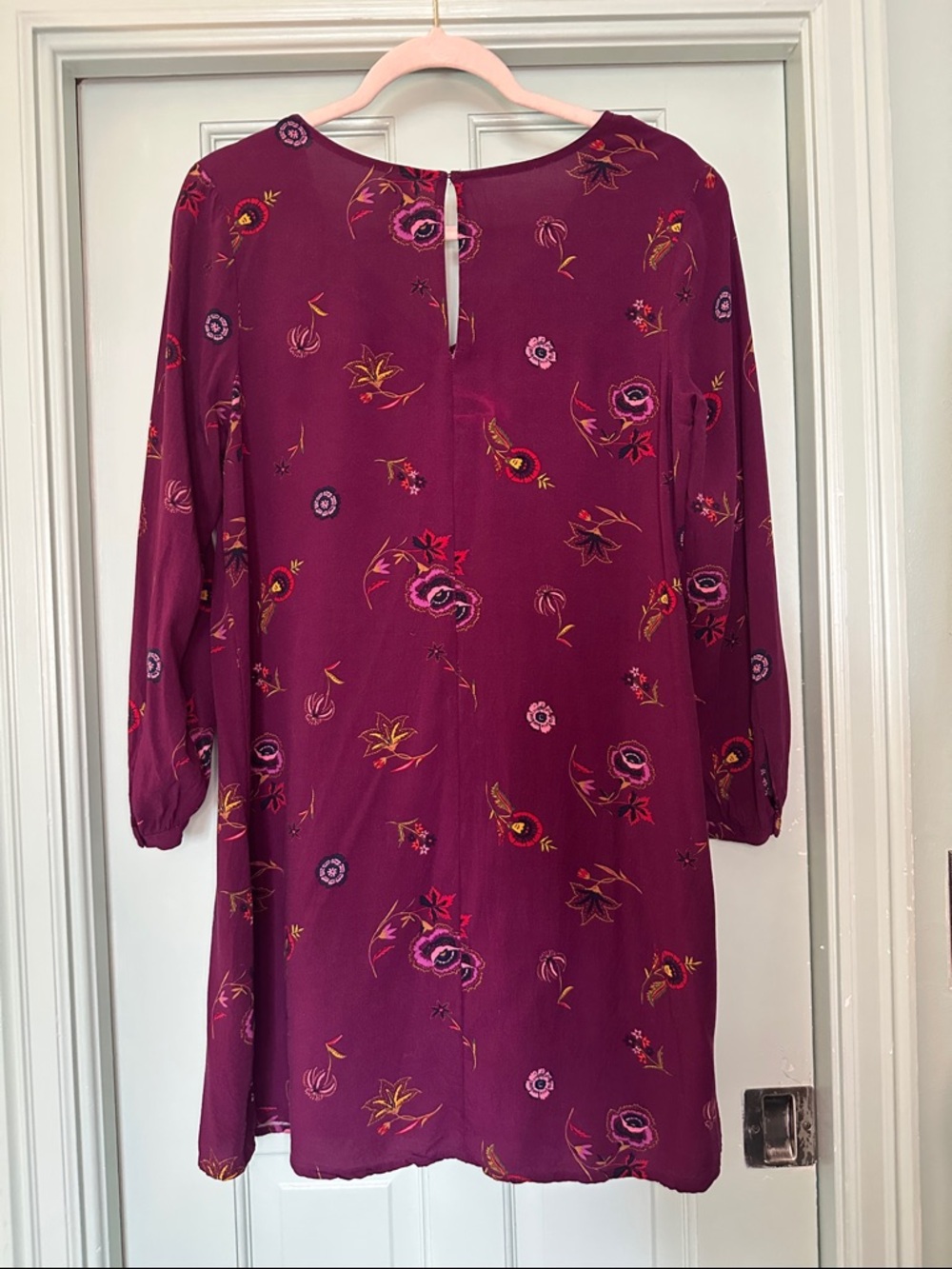 Old Navy Plum Floral V-Neck Long Sleeve Dress - Size Small - Picture 5 of 14